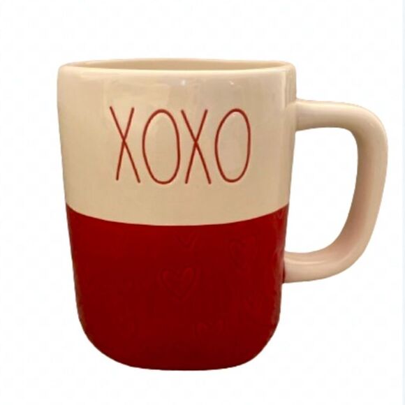 NWT Rae Dunn XOXO 2 Color Hearts Valentine’s Day Coffee Mug Cup - Picture 1 of 11